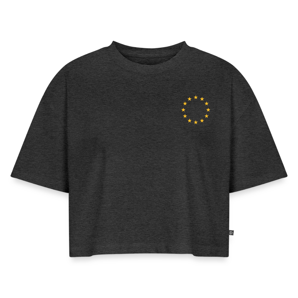 "12-stars-mini" - Frauen Oversized Bio Cropped T-Shirt - heather anthracite