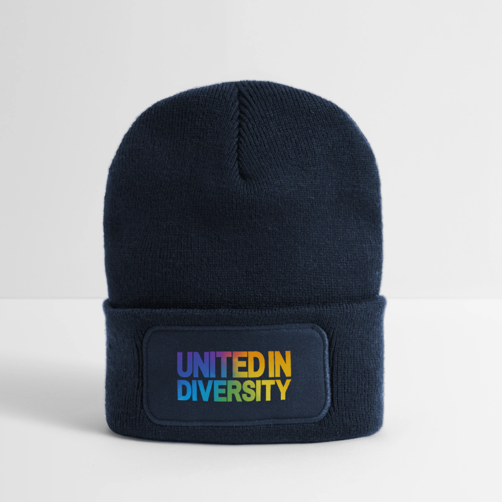 Recycled Patch Beanie - "United in Diversity - LGBTQ" - french navy