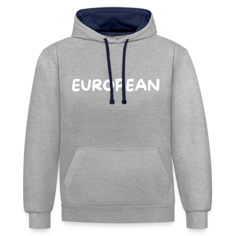 "EUROPEAN" - Kontrast-Hoodie - heather grey/navy