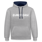 "EUROPEAN" - Kontrast-Hoodie - heather grey/navy