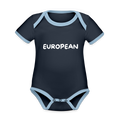 "EUROPEAN" - Baby Bio-Kurzarm-Kontrastbody - navy/sky