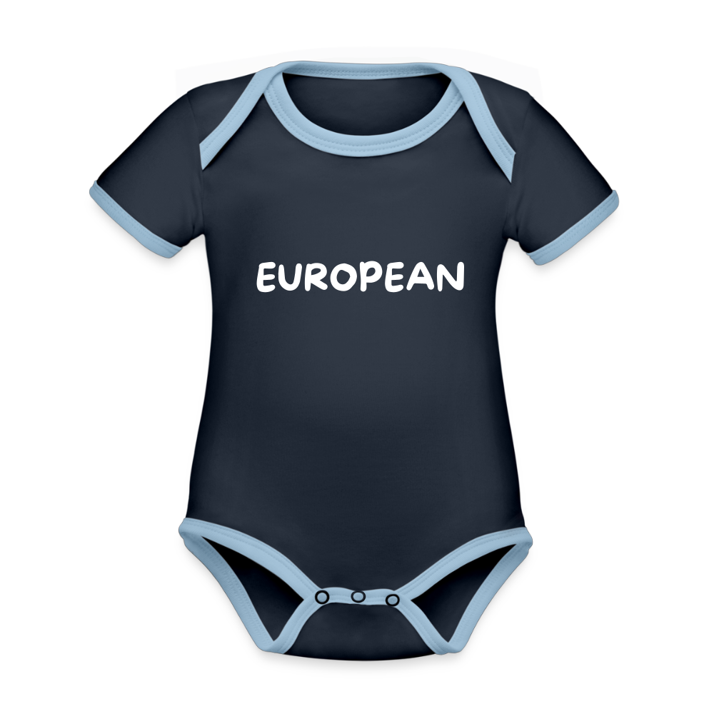 "EUROPEAN" - Baby Bio-Kurzarm-Kontrastbody - navy/sky