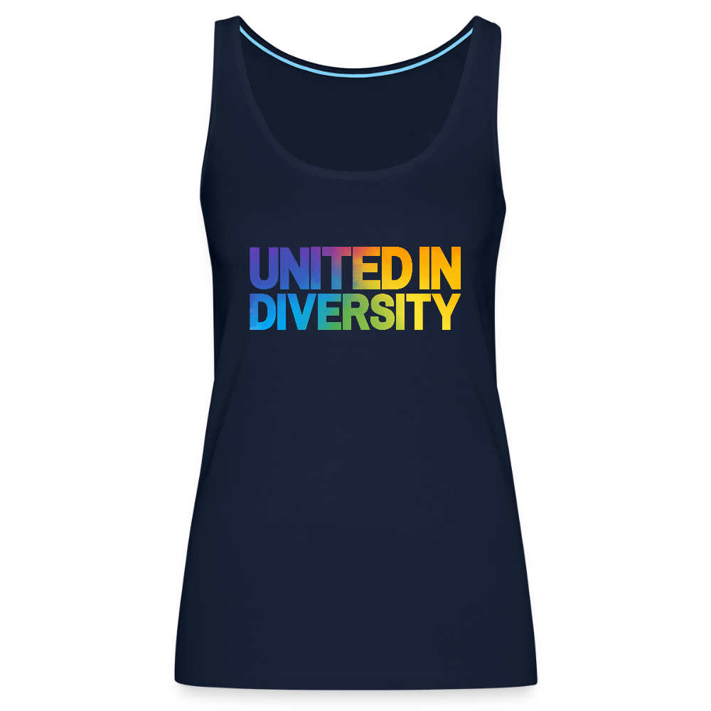 Women’s Premium Tank Top - "United in Diversity - LGBTQ" - navy
