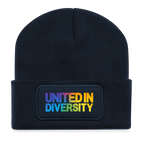 Recycled Patch Beanie - "United in Diversity - LGBTQ" - french navy