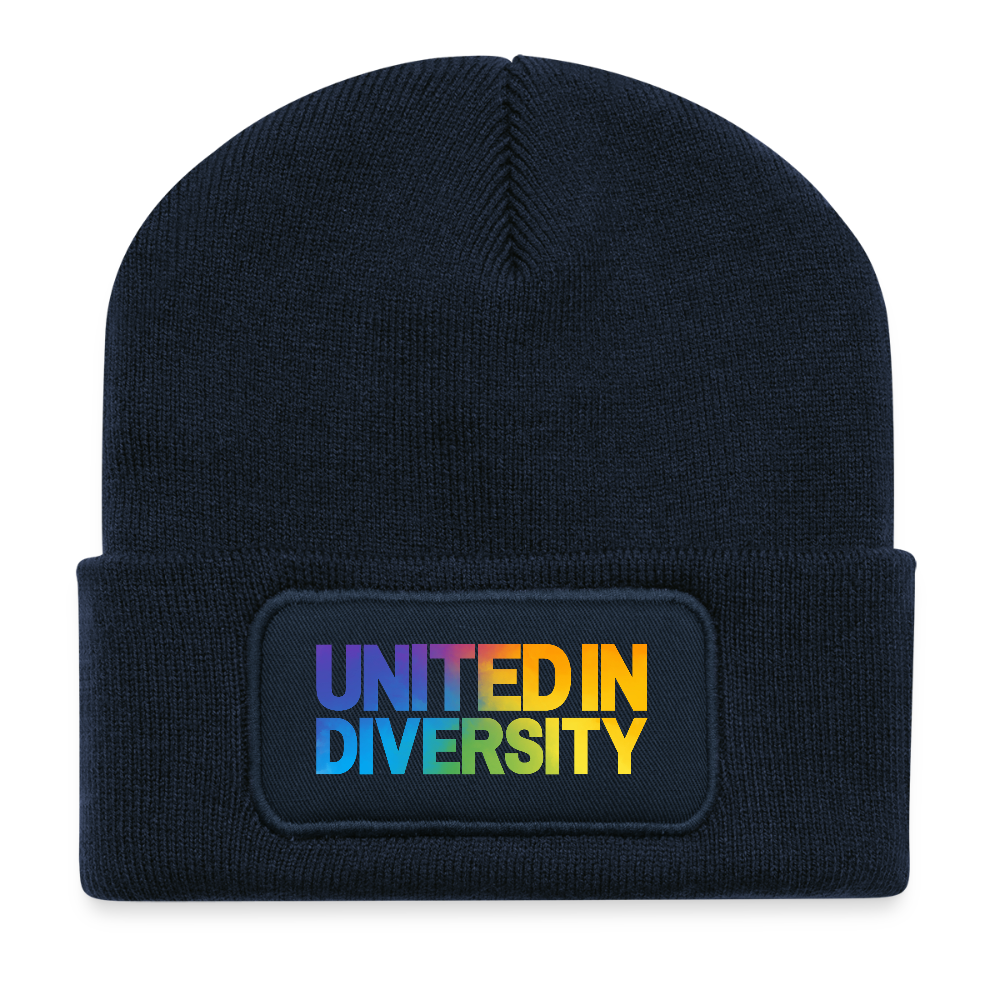 Recycled Patch Beanie - "United in Diversity - LGBTQ" - french navy