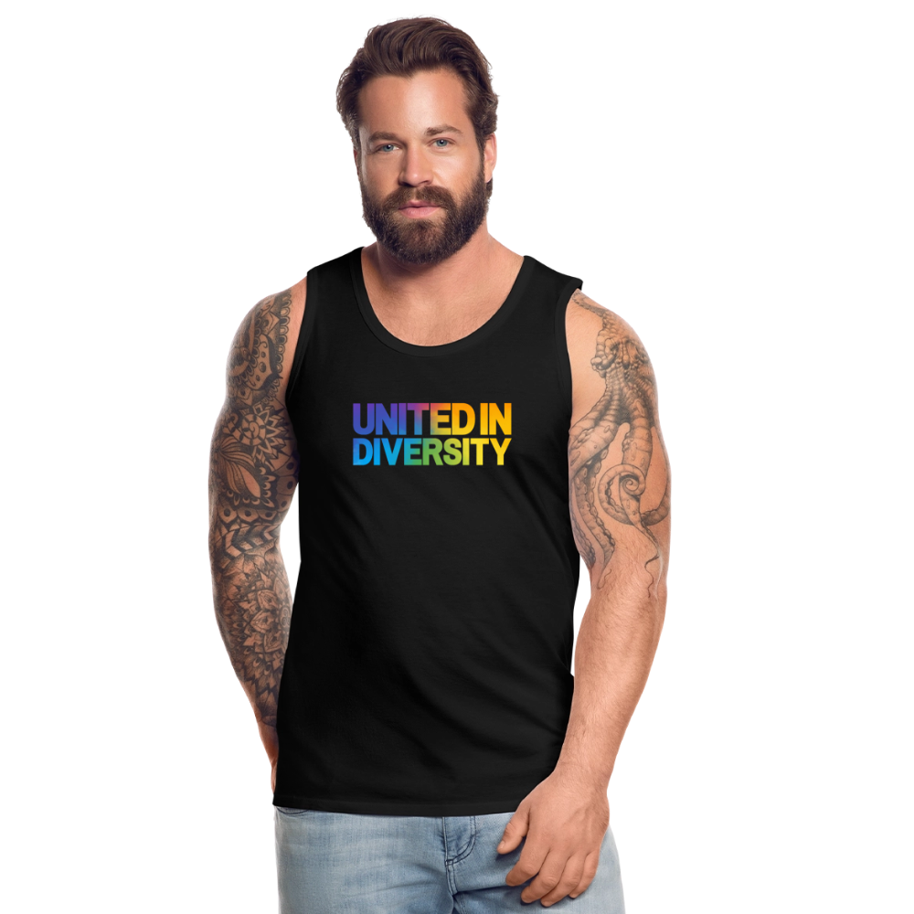 Men’s Premium Tank Top - "United in Diversity - LGBTQ" - black