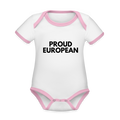 "PROUD EUROPEAN" - Baby Bio-Kurzarm-Kontrastbody - white/rose