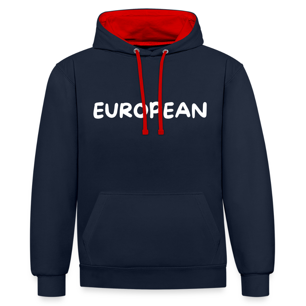 "EUROPEAN" - Kontrast-Hoodie - navy/red