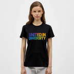 Women's T-Shirt - "United in Diversity - LGBTQ" - black