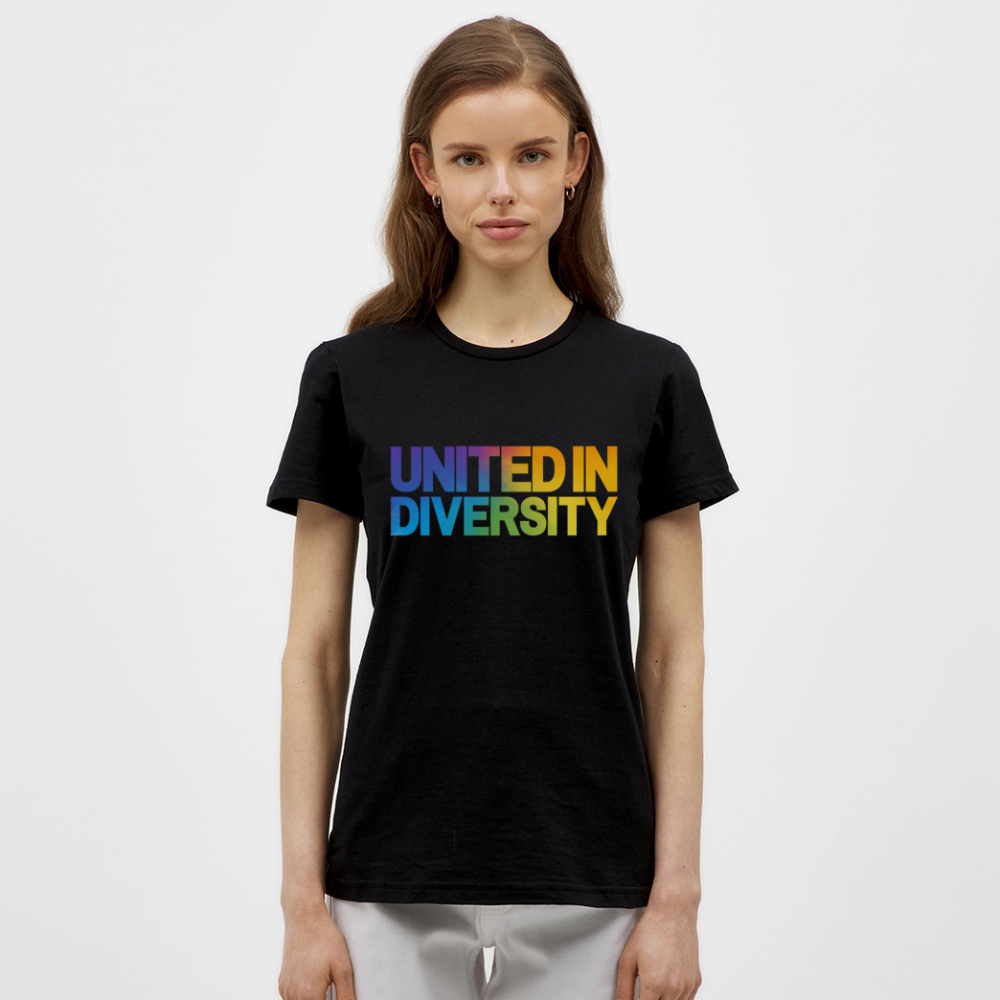 Women's T-Shirt - "United in Diversity - LGBTQ" - black