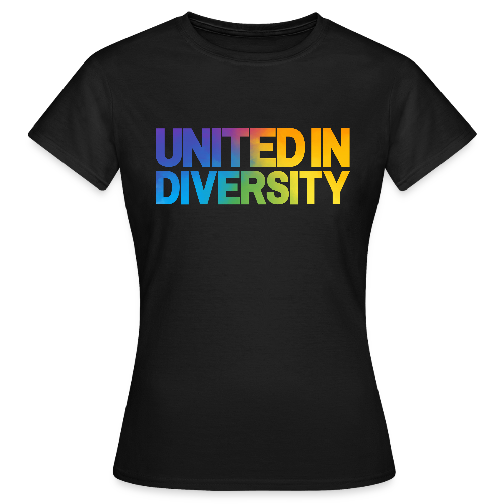Women's T-Shirt - "United in Diversity - LGBTQ" - black