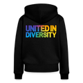 Women's Premium Hooded Jacket - "United in Diversity - LGBTQ" - black
