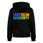 Women's Premium Hooded Jacket - "United in Diversity - LGBTQ" - black