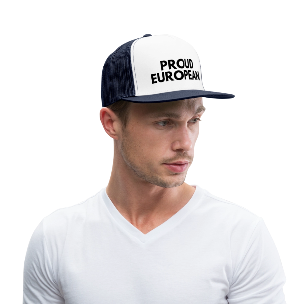 "PROUD EUROPEAN" - Trucker Cap - white/navy