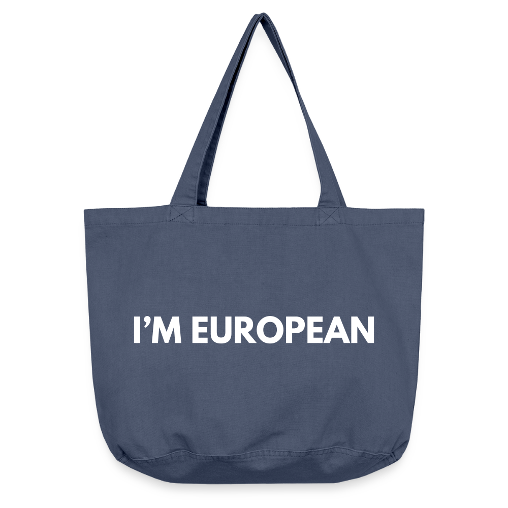 "I'M EUROPEAN" - Vintage-Washed Shopper - vintage denim