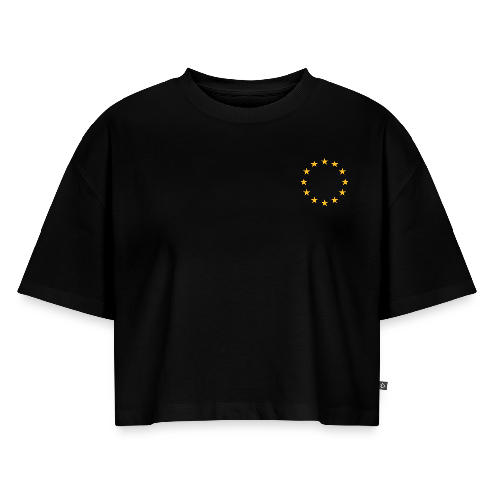 "12-stars-mini" - Frauen Oversized Bio Cropped T-Shirt - black