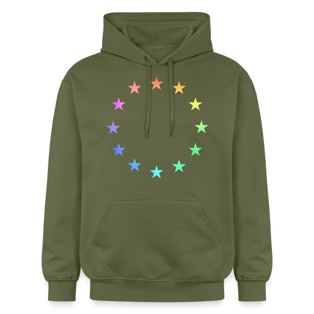 Gildan Unisex Softstyle® Midweight Hoodie - "12 Stars - LGBTQ" - military green