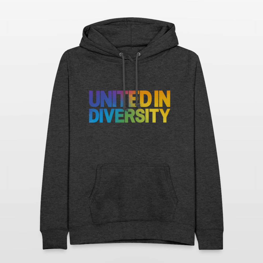 Women's Hoodie - "United in Diversity - LGBTQ" - charcoal grey