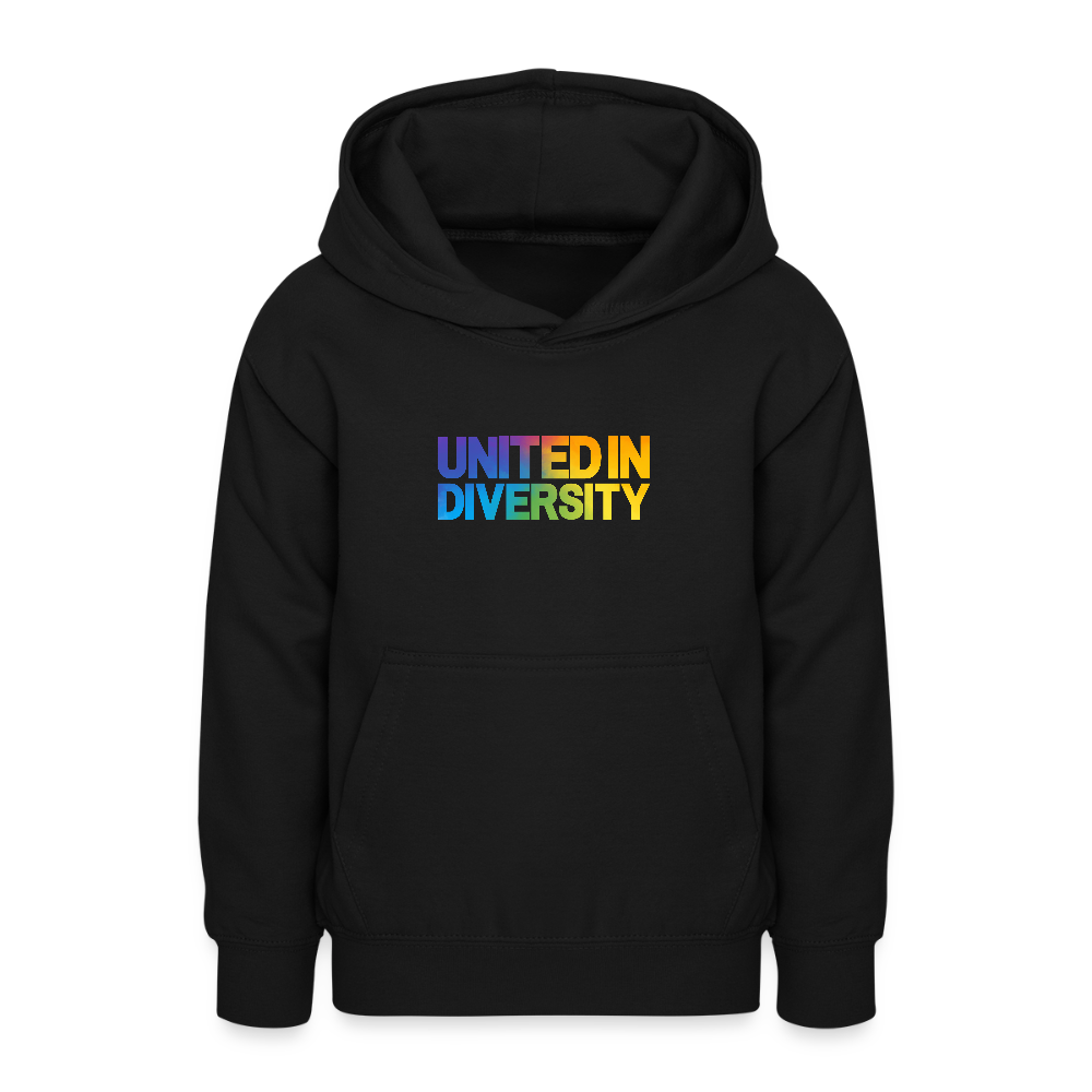 Teen Hoodie - "United in Diversity - LGBTQ" - black