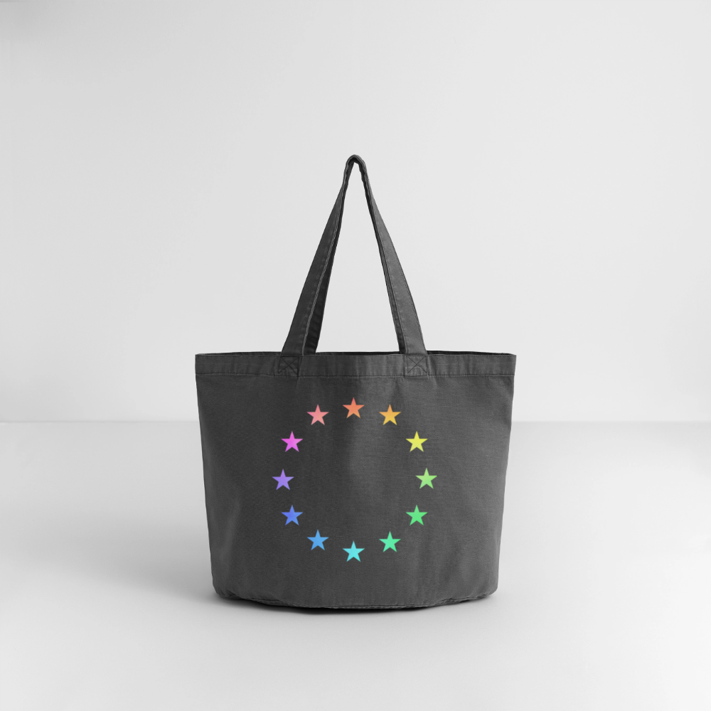 Vintage-washed Shopper - "12 Stars - LGBTQ" - vintage black