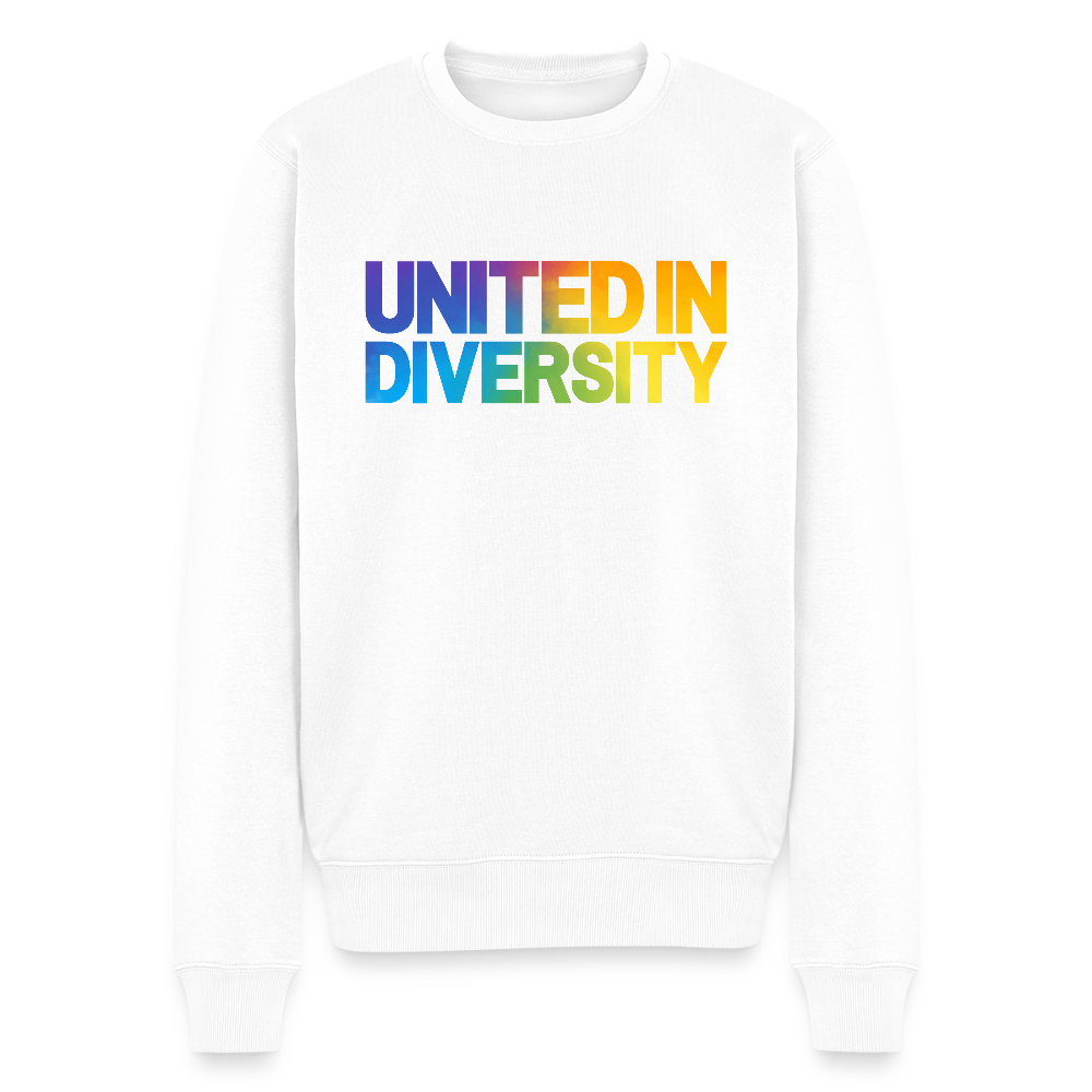 Men’s Premium Sweatshirt - "United in Diversity - LGBTQ" - white
