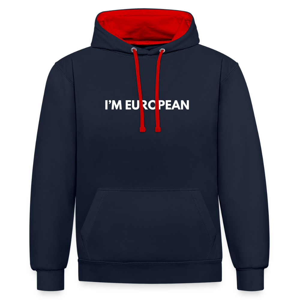 "I'M EUROPEAN" - Kontrast-Hoodie - navy/red