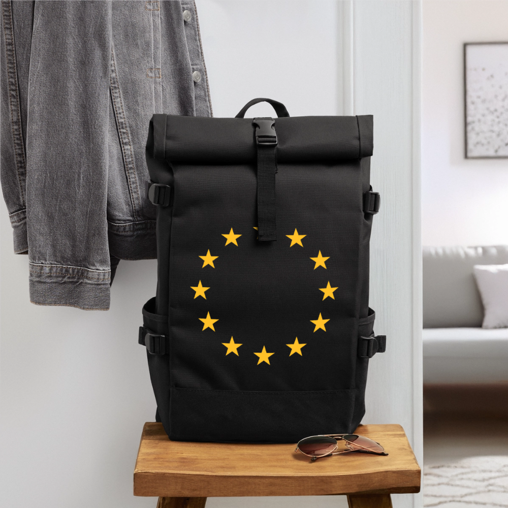 "12-Stars" - Roll Top Backpack - black