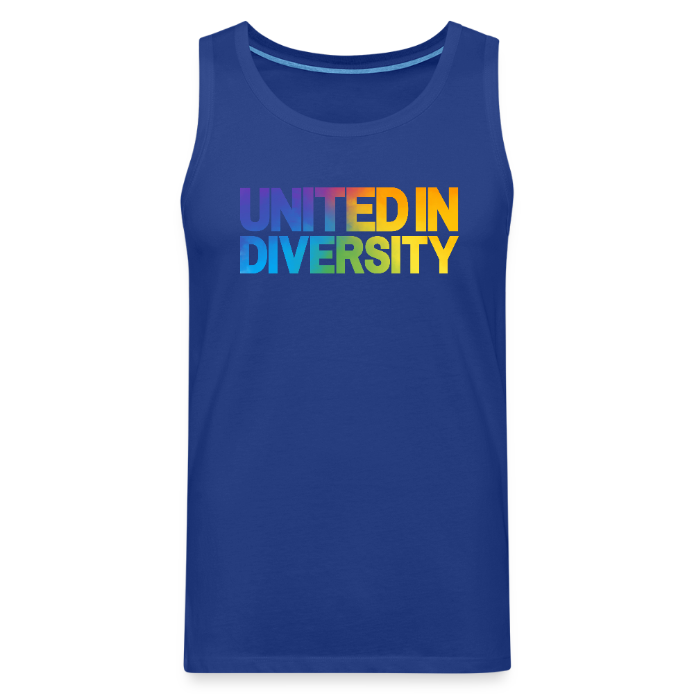 Men’s Premium Tank Top - "United in Diversity - LGBTQ" - royal blue