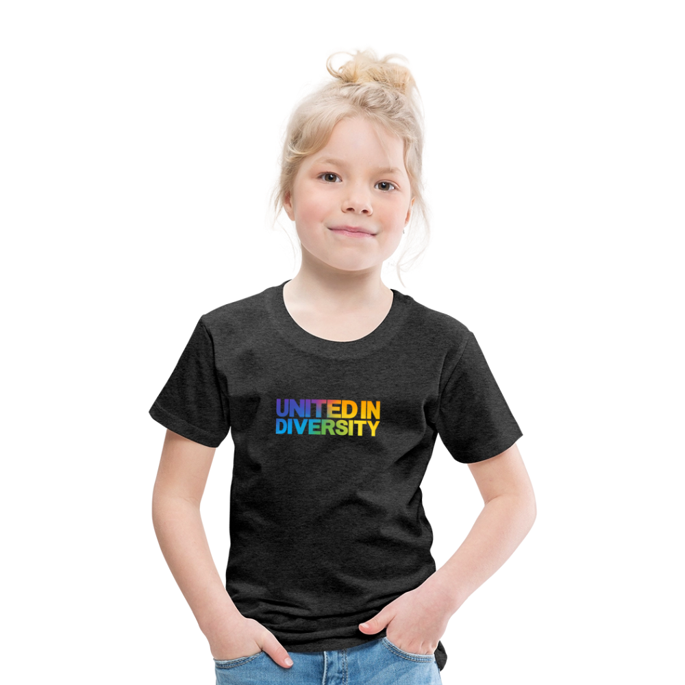 Kids' Premium T-Shirt  - "United in Diversity - LGBTQ" - charcoal grey