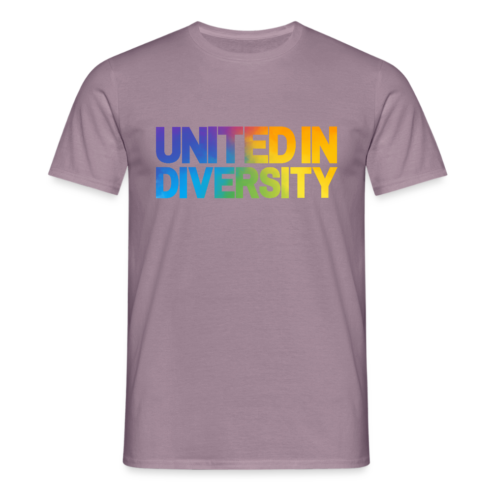 Men's T-Shirt - "United in Diversity - LGBTQ" - purple-grey 