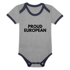 "PROUD EUROPEAN" - Baby Bio-Kurzarm-Kontrastbody - heather grey/navy