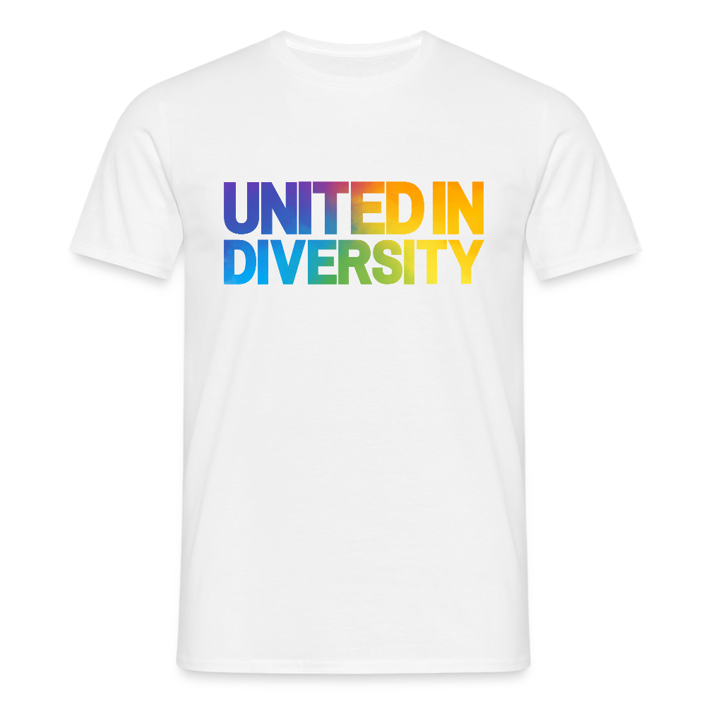Men's T-Shirt - "United in Diversity - LGBTQ" - white