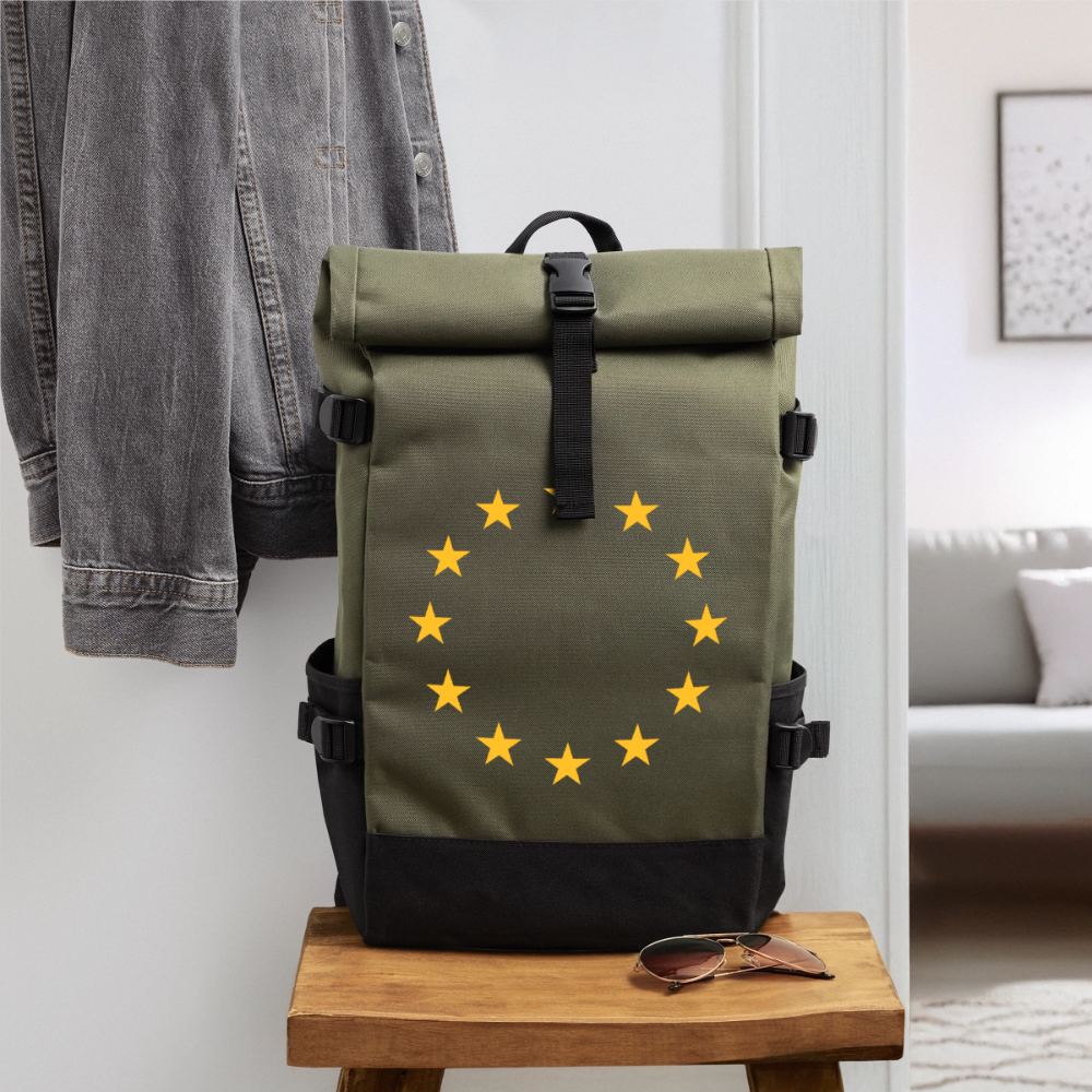 "12-Stars" - Roll Top Backpack - olive/black