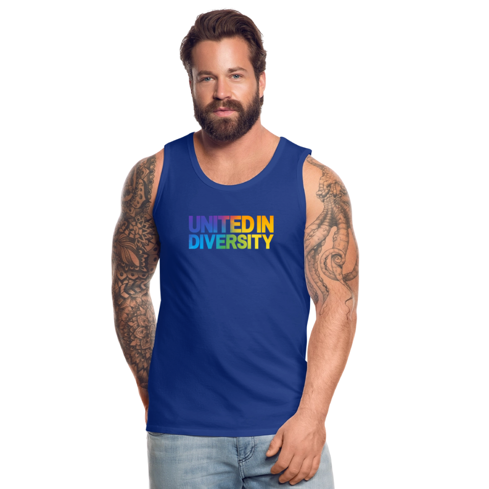 Men’s Premium Tank Top - "United in Diversity - LGBTQ" - royal blue