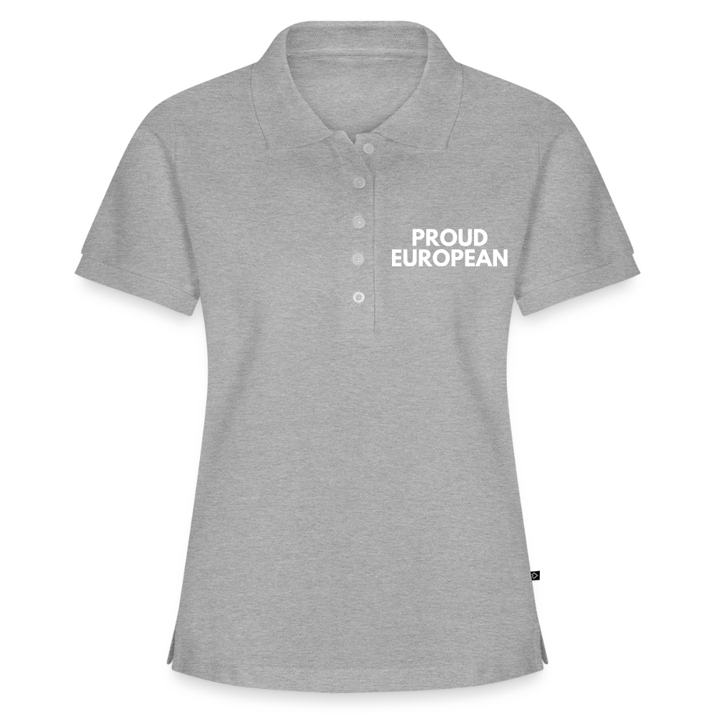 "PROUD EUROPEAN" - Frauen Premium Bio Polo Shirt - heather grey
