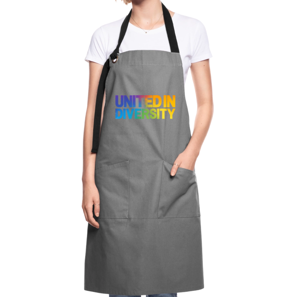 Artisan Apron - "United in Diversity - LGBTQ" - grey/black