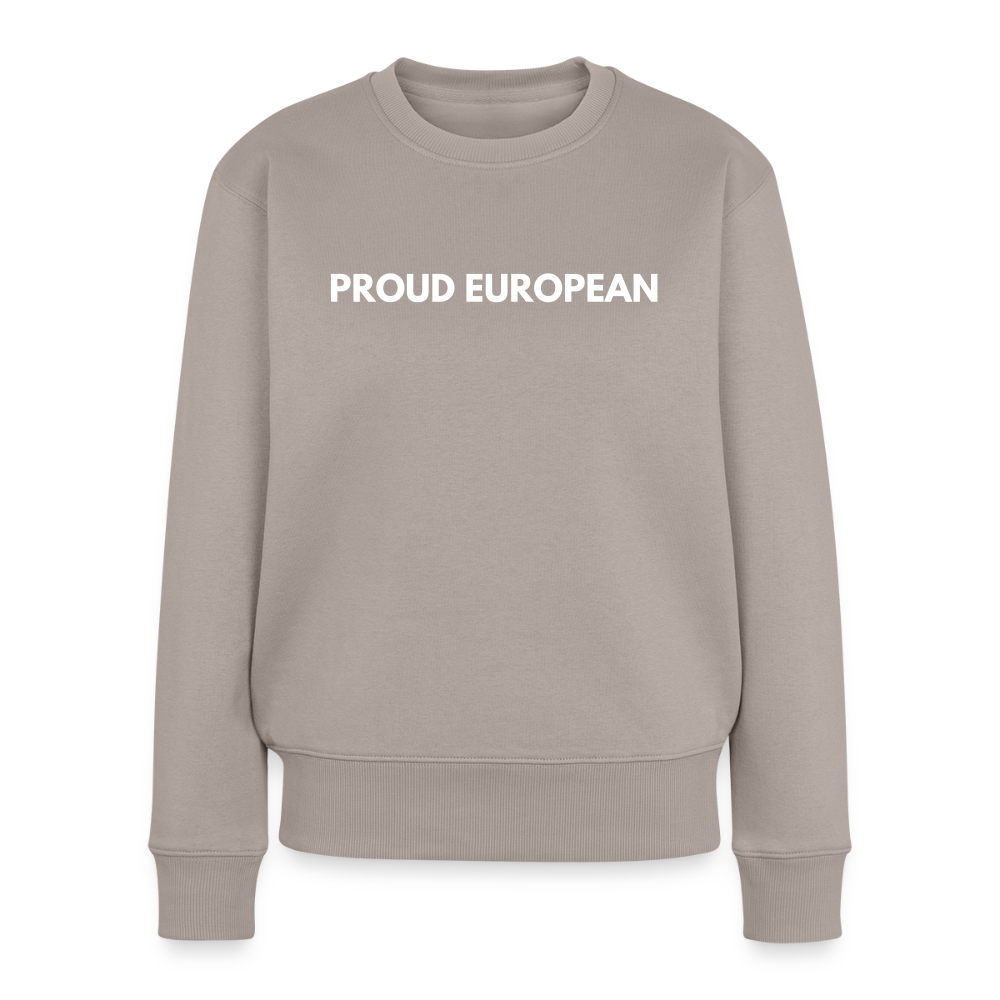 "PROUD EUROPEAN" - Frauen Premium Pullover - taupe