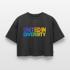 "United in Diversity - LGBTQ" Women’s Oversized Organic Cropped T-Shirt - heather anthracite