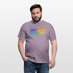 Men's T-Shirt - "United in Diversity - LGBTQ" - purple-grey 