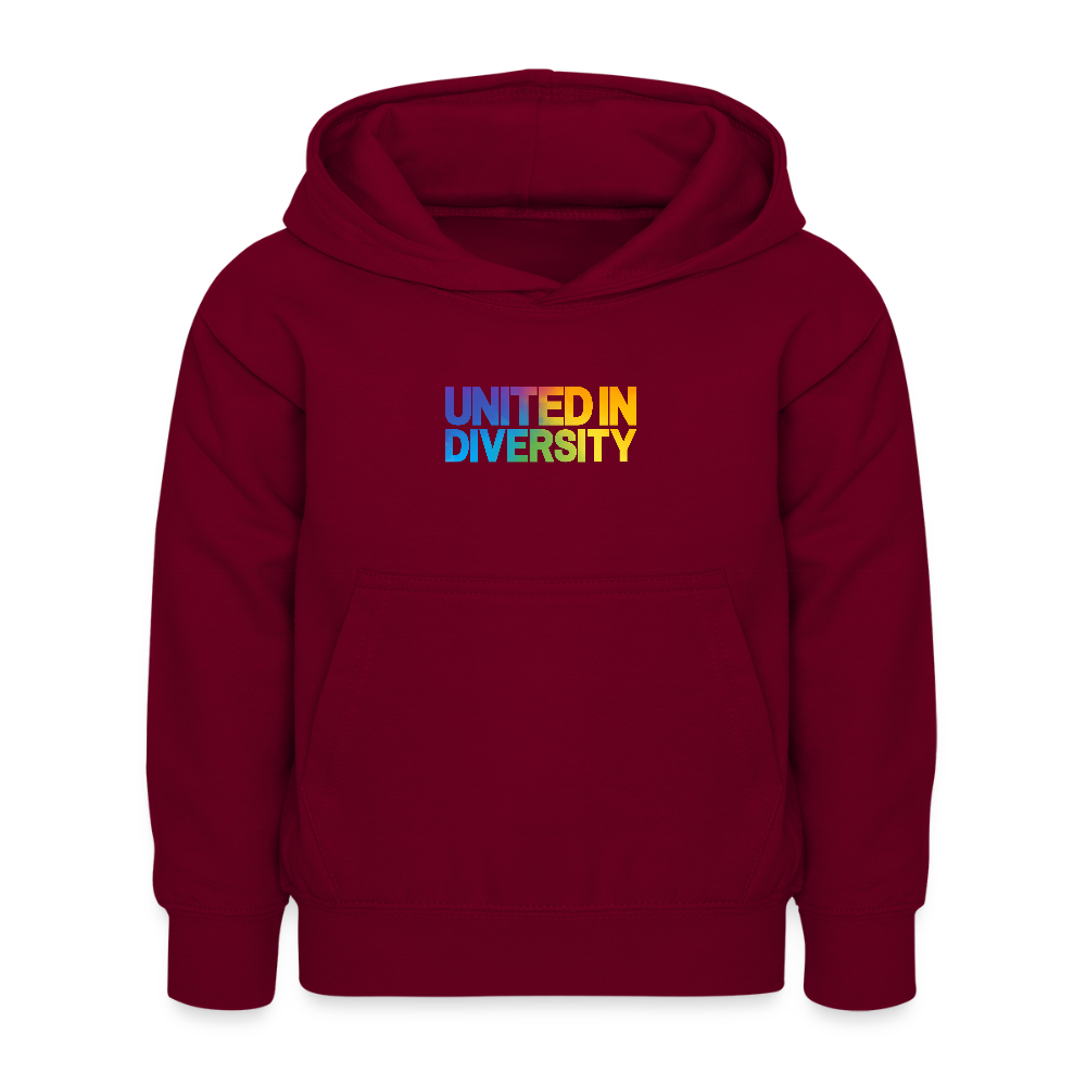 Kids Hoodie - "United in Diversity - LGBTQ" - bordeaux