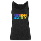 Women’s Premium Tank Top - "United in Diversity - LGBTQ" - charcoal grey