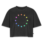 Women’s Oversized Organic Cropped T-Shirt - "12 Stars - LGBTQ" - heather anthracite