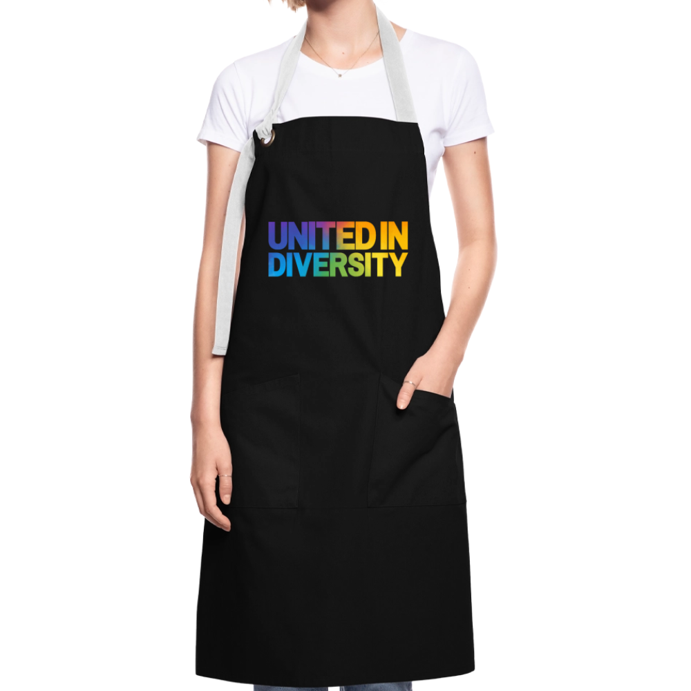 Artisan Apron - "United in Diversity - LGBTQ" - black/white